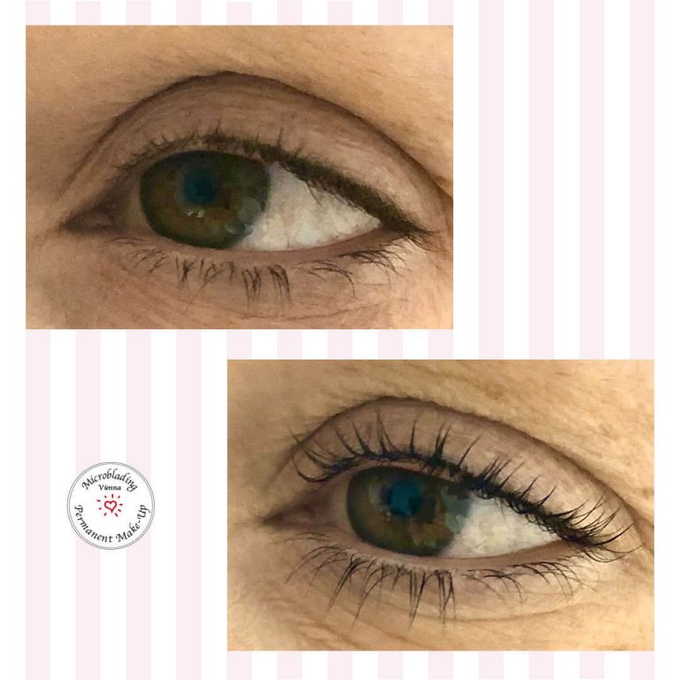 Wimpernlifting Wien vorher - nachher Foto